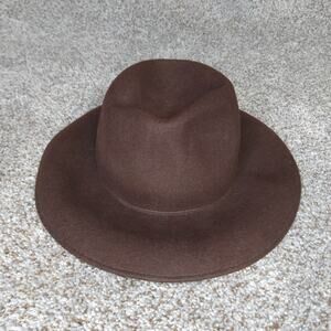 Ecote Brown Wool Wide Brim Fedora Hat Boho Vintage Timeless Style